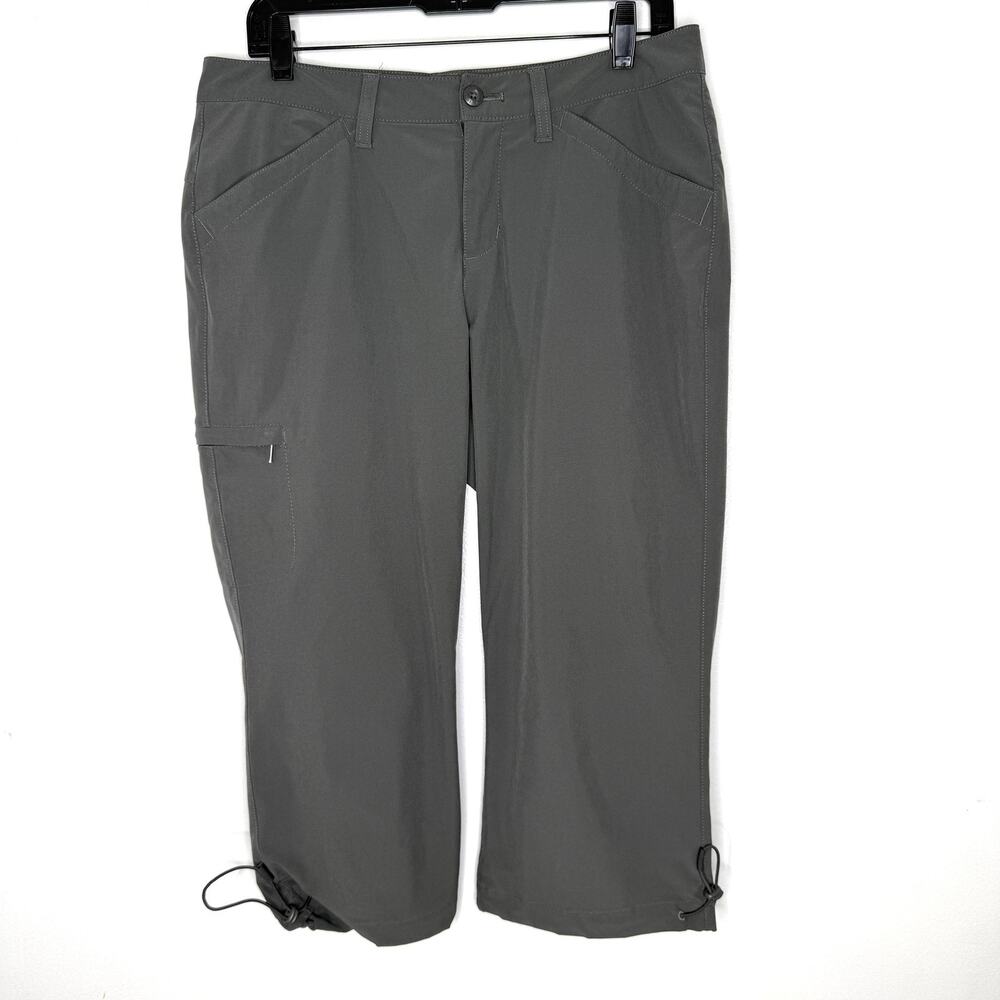 Eddie Bauer Capri Pants Womens 8 Gray Hiking Stretch Zip Pockets Drawstring Crop